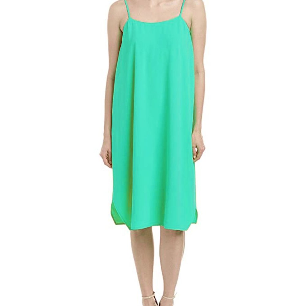 Trina Turk Women's Nara Carmel Crepe Midi Dress Sea Green Strappy Dress Sm S NWT